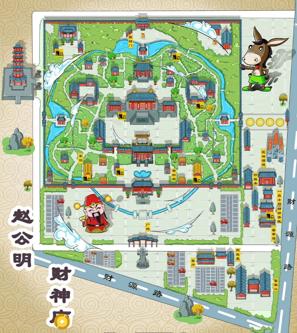 肃宁寺庙类手绘地图